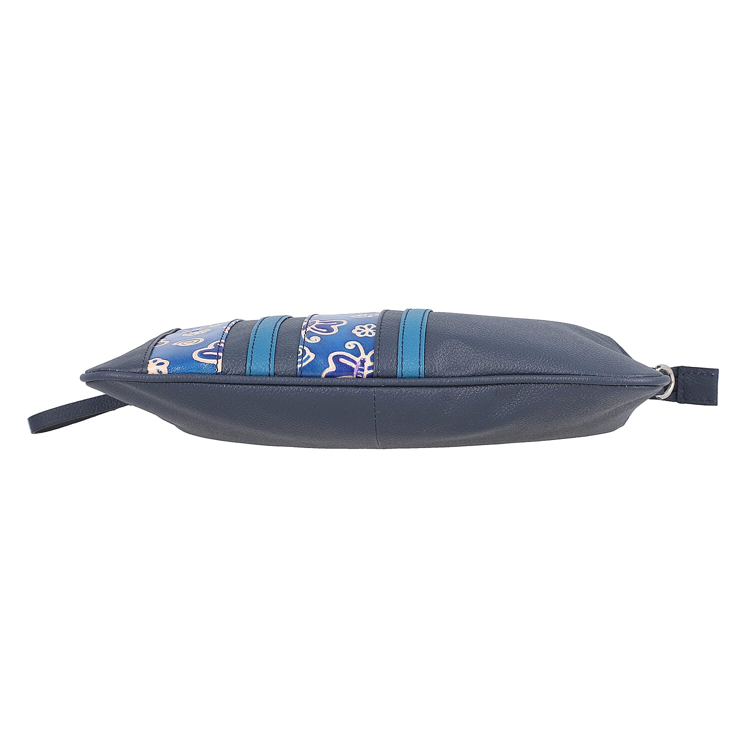 VIVID BY SUKRITI Blue Hand Painted Genuine Leather Clutch Wristlet Bag with Detachable Shoulder Handle