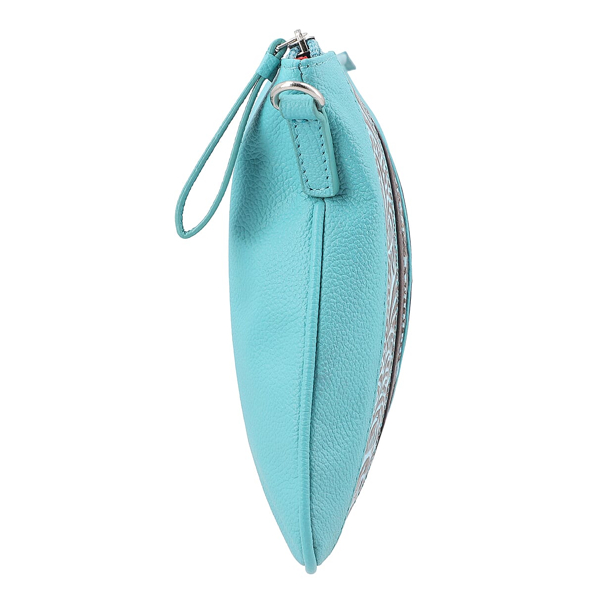 VIVID BY SUKRITI Aqua Blue Handpainted Genuine Leather Clutch Wristlet Bag with Detachable Shoulder Handle image number 5