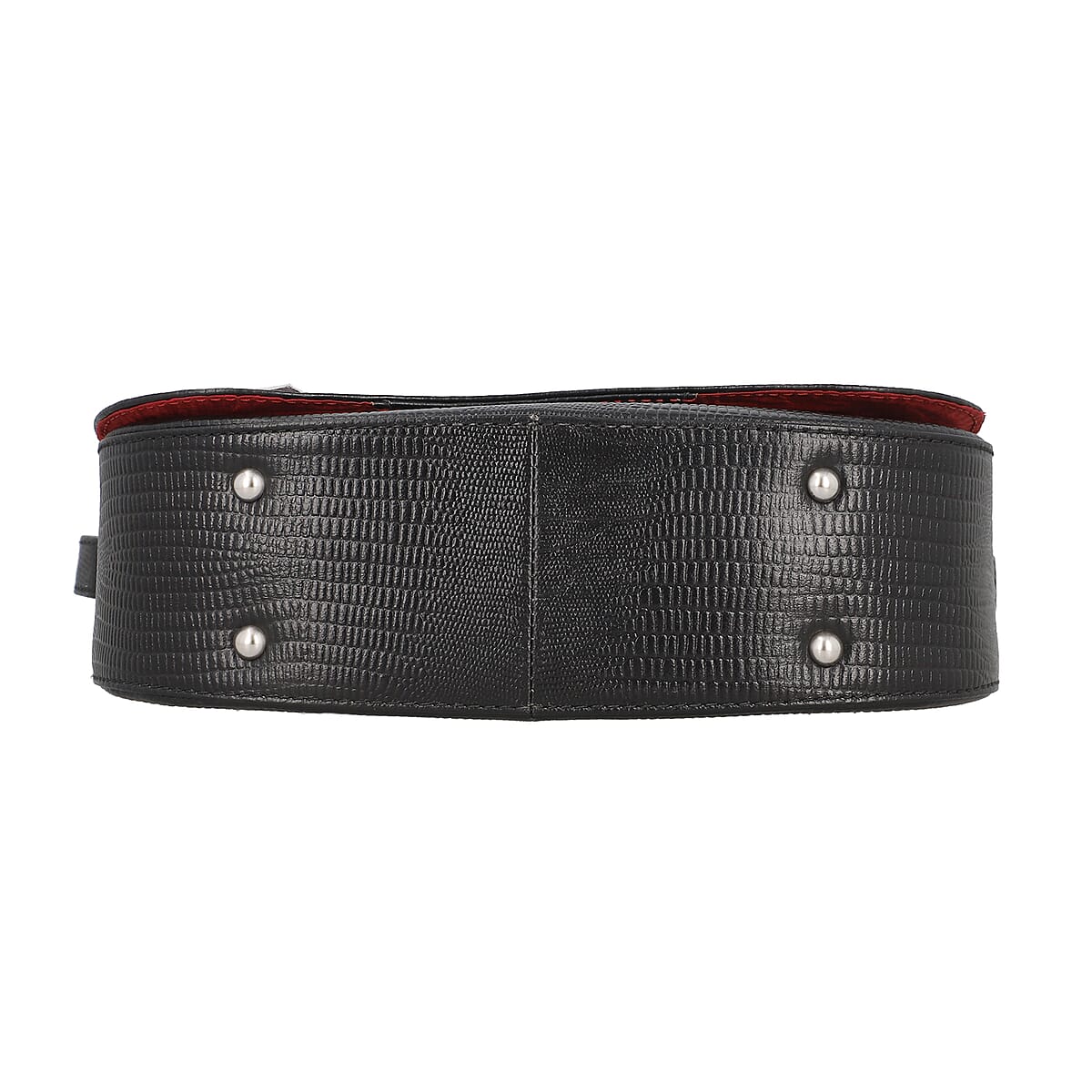 Sukriti Black Floral Pattern Genuine Leather Applique Crossbody Bag with Adjustable Shoulder Handle Strap image number 5