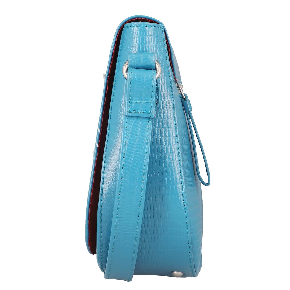 Sukriti Blue Sea View Pattern Genuine Leather Applique Crossbody Bag with Adjustable Shoulder Handle Strap image number 3