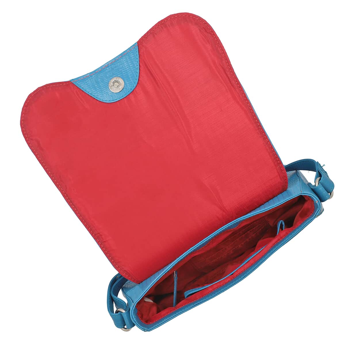 Sukriti Blue Sea View Pattern Genuine Leather Applique Crossbody Bag with Adjustable Shoulder Handle Strap image number 6