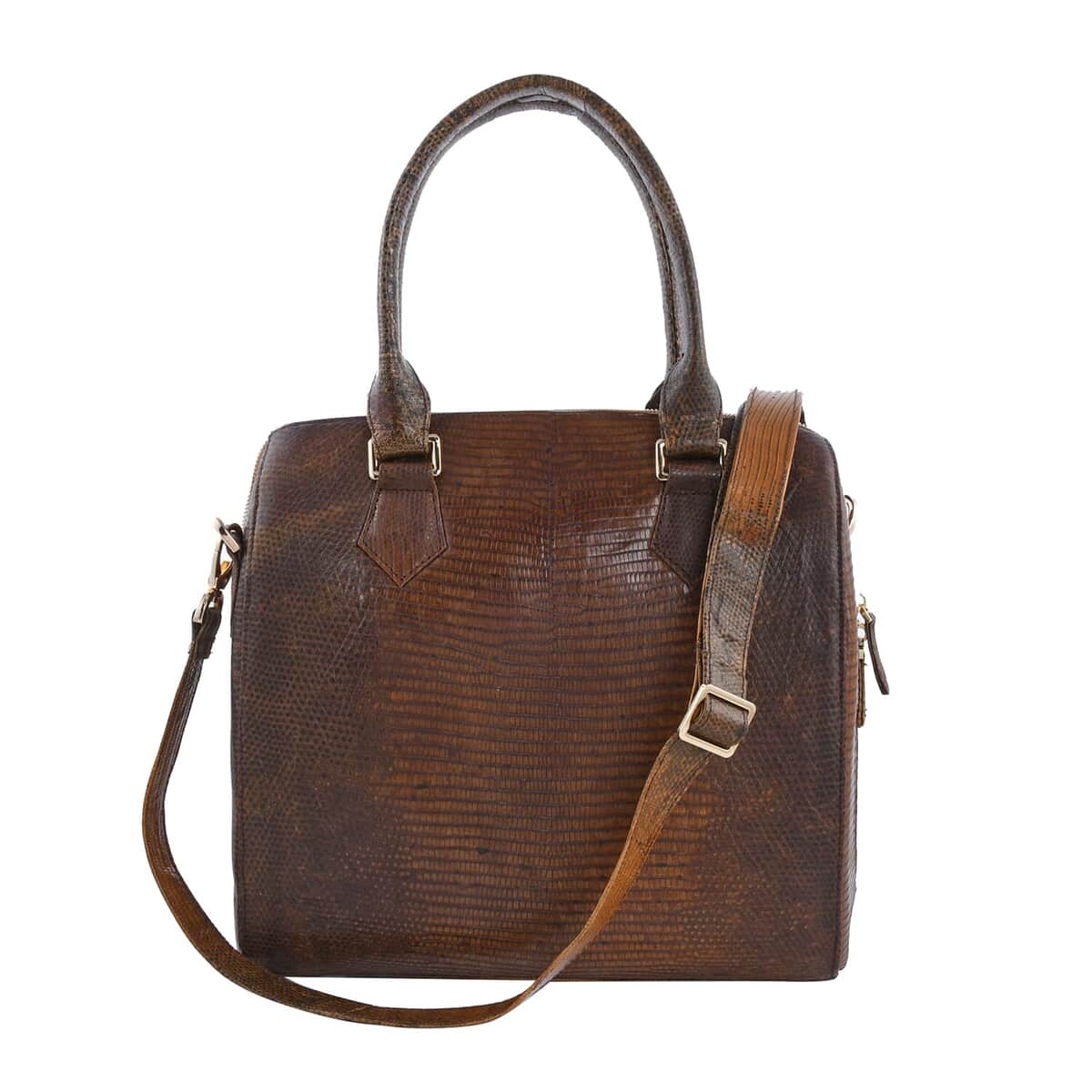 The Pelle Lizard Collection Handmade 100% Genuine Lizard Leather Brown Color Tote Bag image number 0