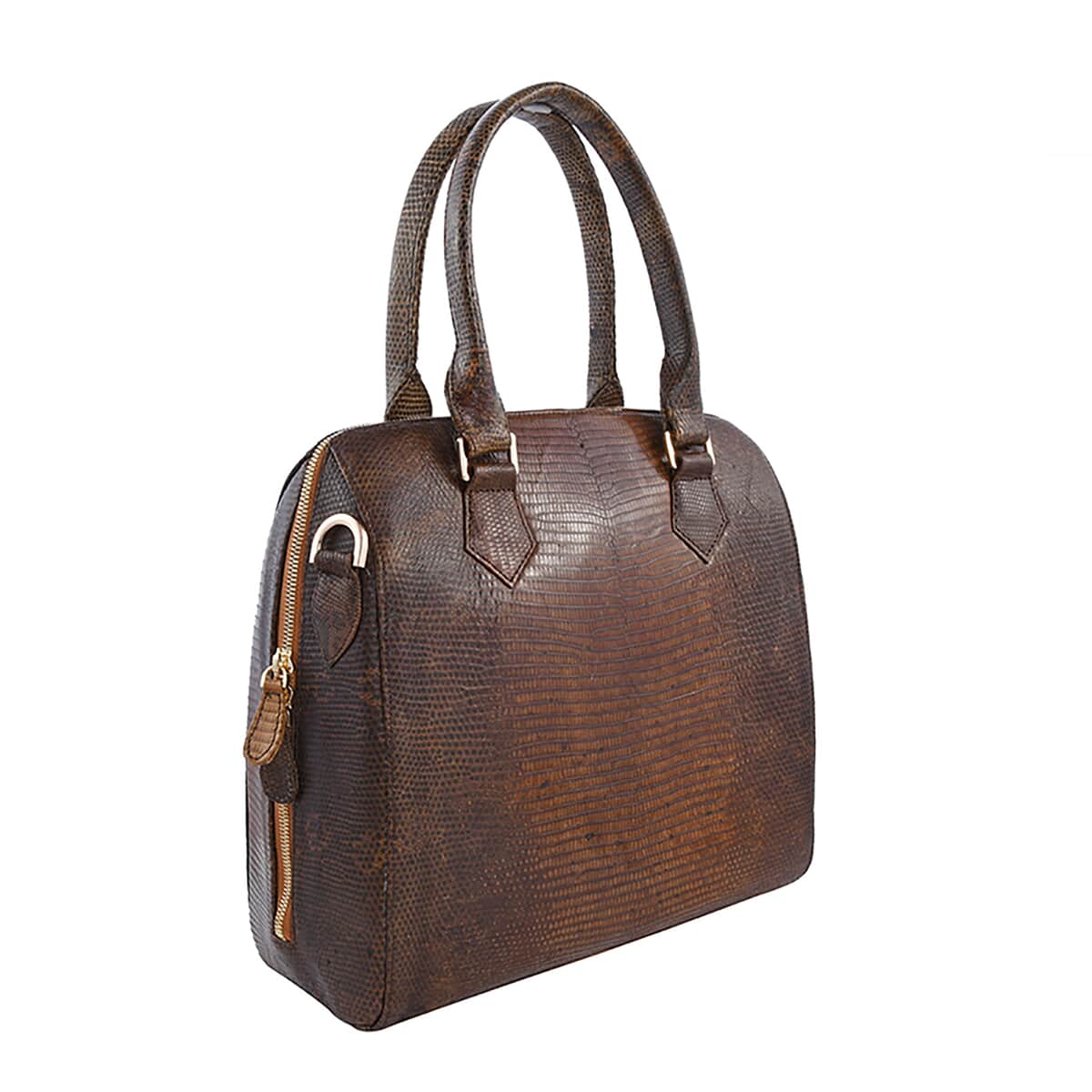 The Pelle Lizard Collection Handmade 100% Genuine Lizard Leather Brown Color Tote Bag image number 2