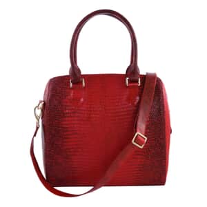 Grand Pelle Lizard Collection Handmade 100% Genuine Lizard Leather Red Color Tote Bag