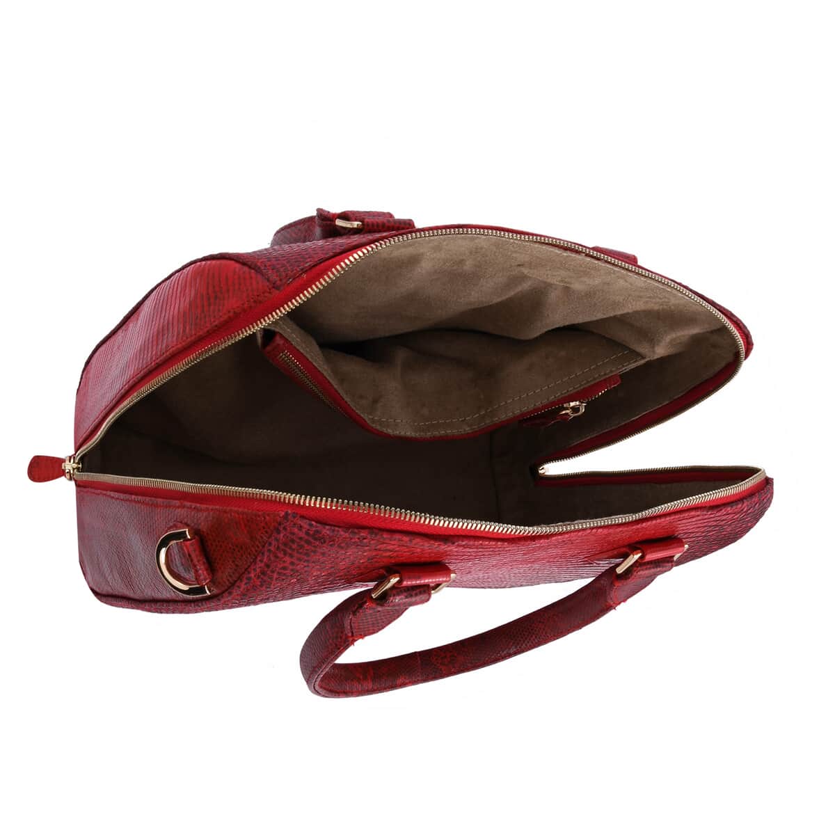 Grand Pelle Lizard Collection Handmade 100% Genuine Lizard Leather Red Color Tote Bag image number 2