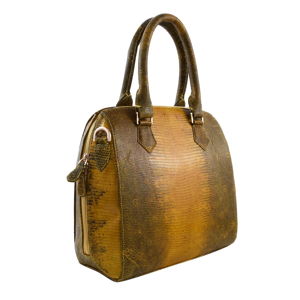 Grand Pelle Lizard Collection Handmade 100% Genuine Lizard Leather Yellow Color Tote Bag image number 3