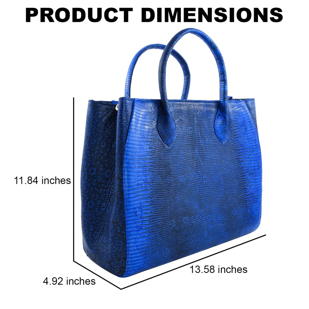 The Pelle Collection Handmade 100% Genuine Lizard Leather Blue Color Tote Bag image number 2