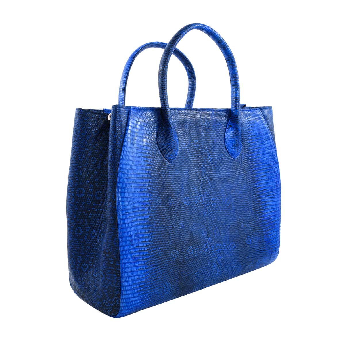 The Pelle Lizard Collection Handmade 100% Genuine Lizard Leather Blue Color Tote Bag image number 3