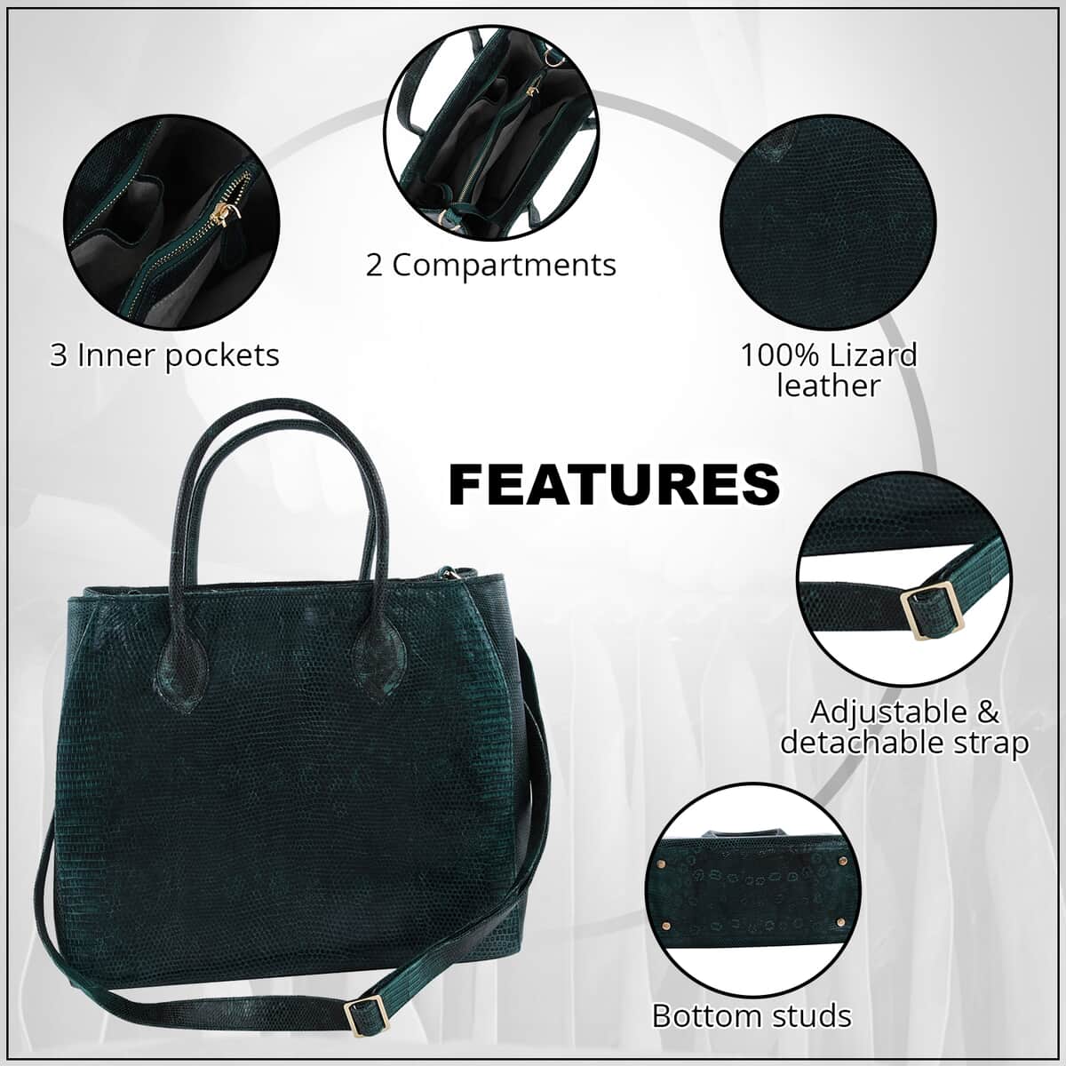 Shop LC The Pelle Lizard Collection Handmade Genuine Lizard Leather Tote  Bag Zipper Adjustable Strap Women Handbag Purse