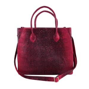 The Pelle Collection Handmade 100% Genuine Lizard Leather Pink Color Tote Bag