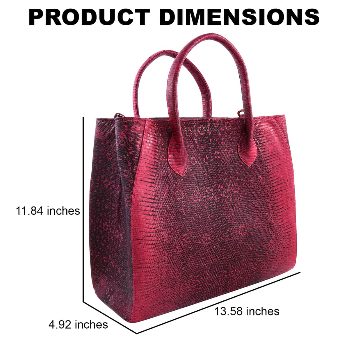 The Pelle Collection Handmade 100% Genuine Lizard Leather Pink Color Tote Bag image number 2