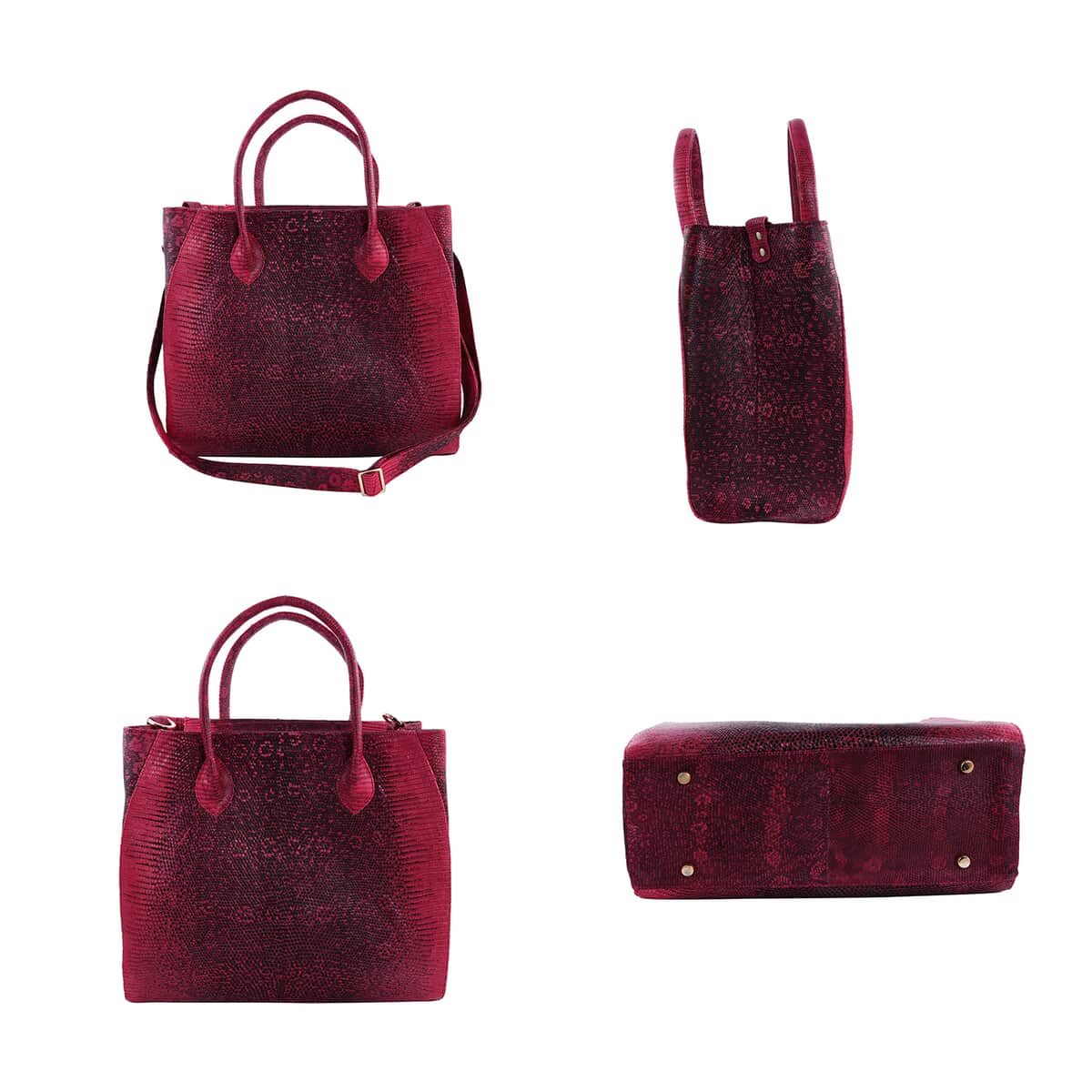 The Pelle Collection Handmade 100% Genuine Lizard Leather Pink Color Tote Bag image number 4