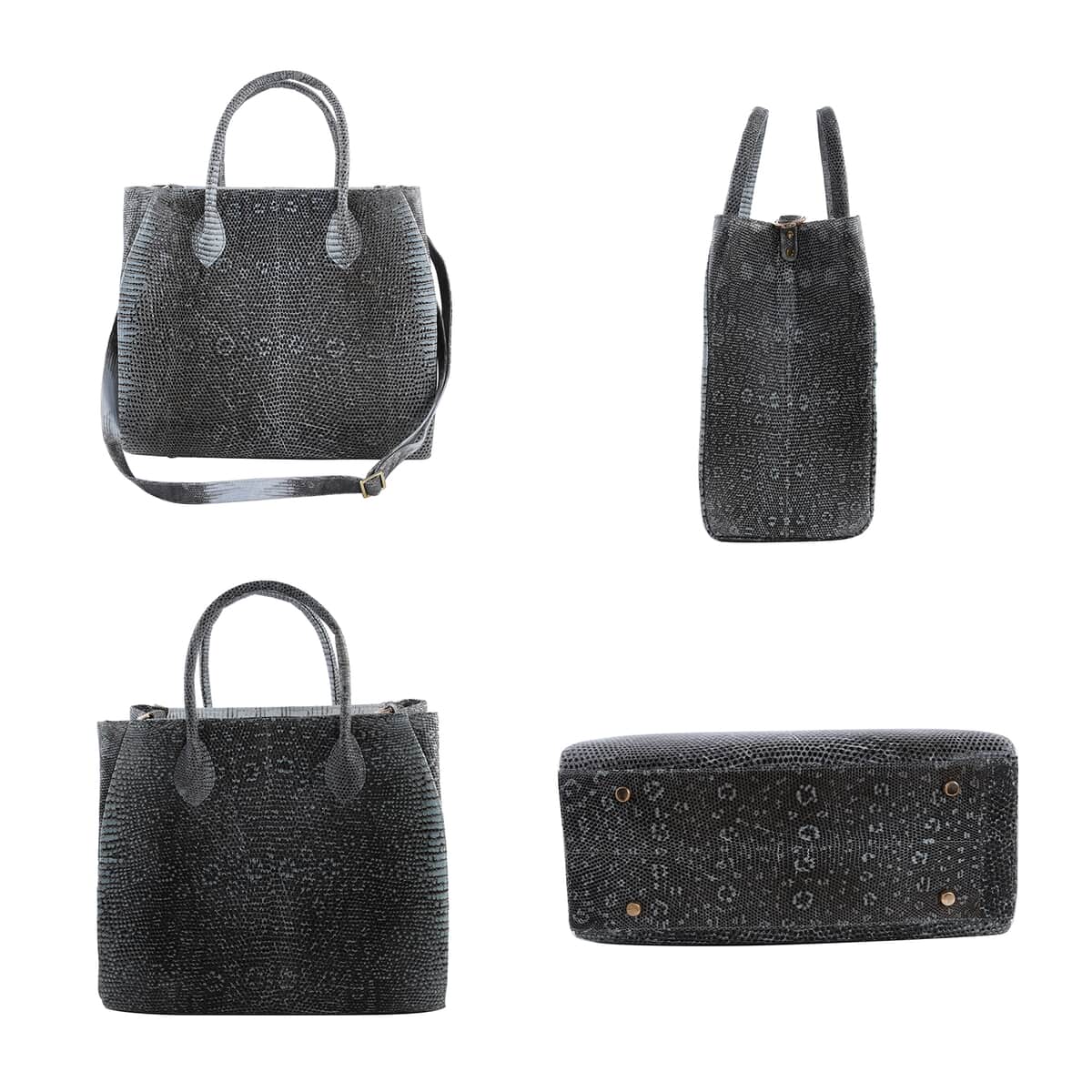 The Pelle Collection Handmade 100% Genuine Lizard Leather Natural Color Tote Bag image number 4