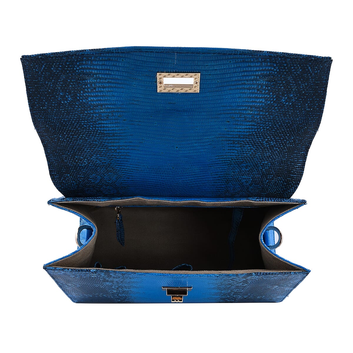 The Grand Pelle Lizard Collection Handmade 100% Genuine Lizard Leather Dark Blue Color Tote Bag image number 3