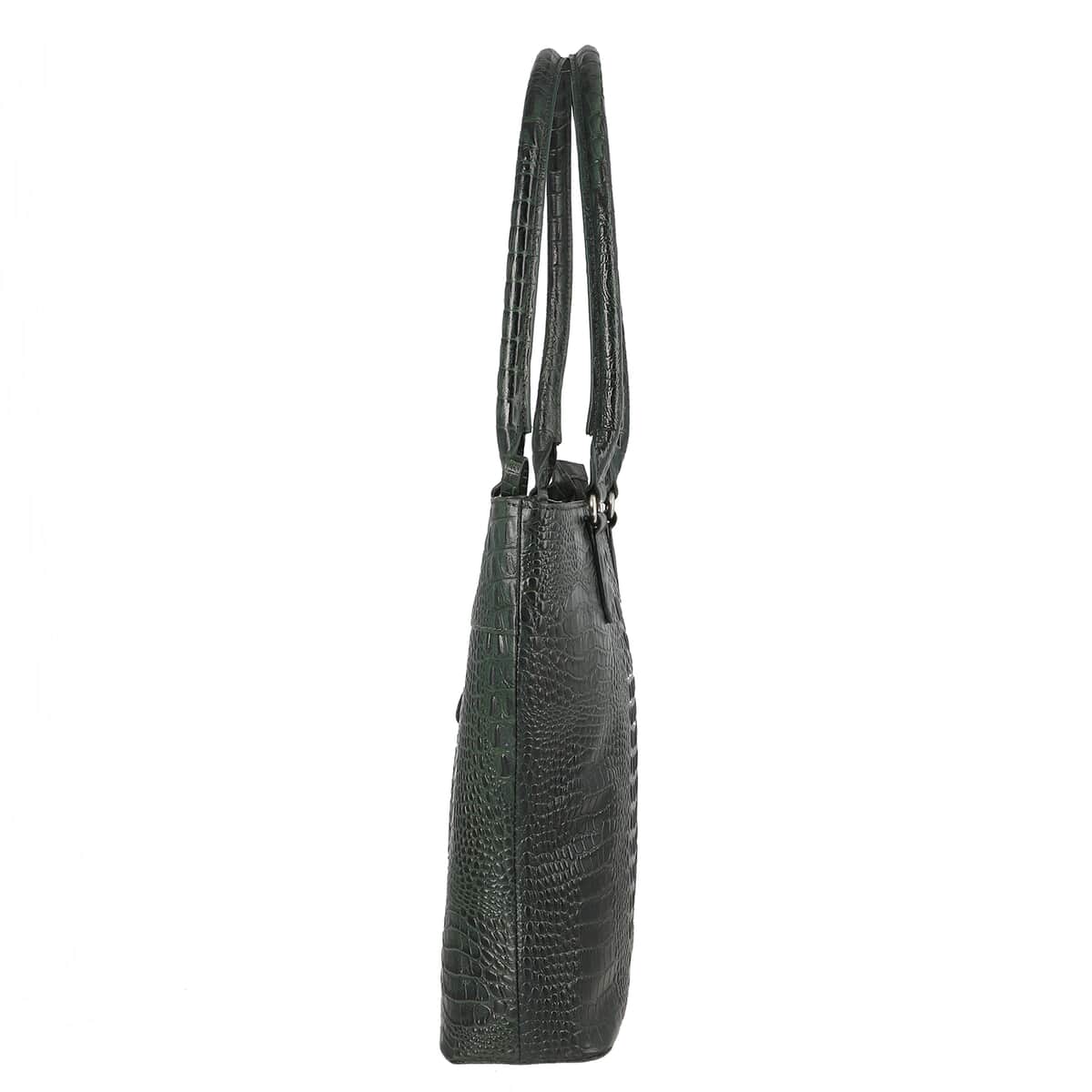 Black Dual Tone Croco Embossed Cow Genuine Leather Tote Bag Dual Tone (15.75" x 4" x 13") image number 3