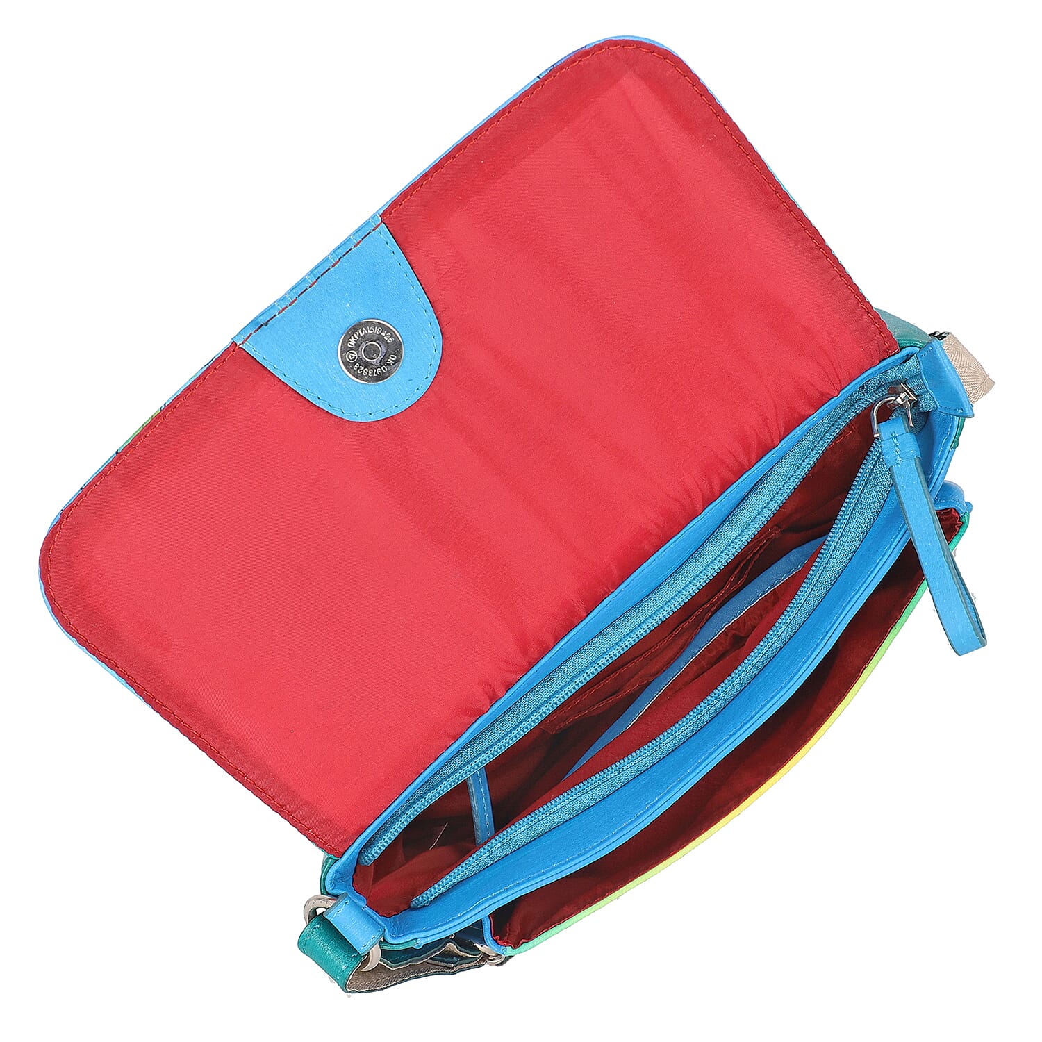 Sukriti Blue Butterfly Pattern Genuine Leather Crossbody Bag with Adjustable Shoulder Handle Strap