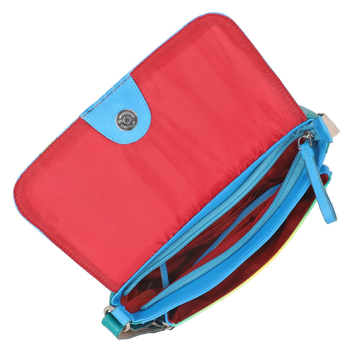 Sukriti Blue Butterfly Pattern Genuine Leather Crossbody Bag with Adjustable Shoulder Handle Strap image number 6