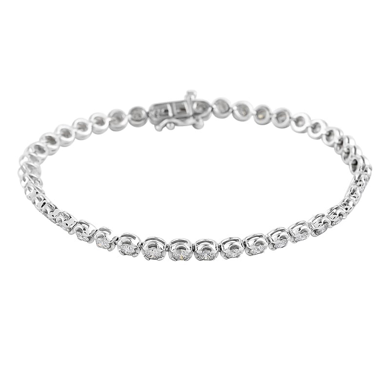 G-H I1 Diamond 3.00 ctw Bracelet in 10K White Gold (7.25 In) 8.50 Grams