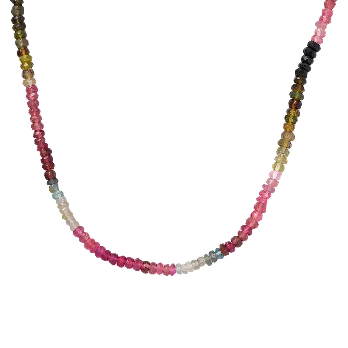 Multi-Tourmaline Beaded Necklace (18 Inches) in Platinum Over Sterling Silver 50.00 ctw image number 0