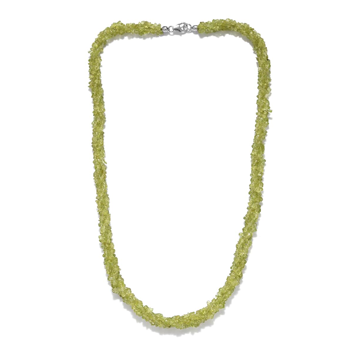 Hebei Peridot Chips 3 Strand Necklace 20 Inches in Platinum Over Sterling Silver 184.85 ctw image number 3