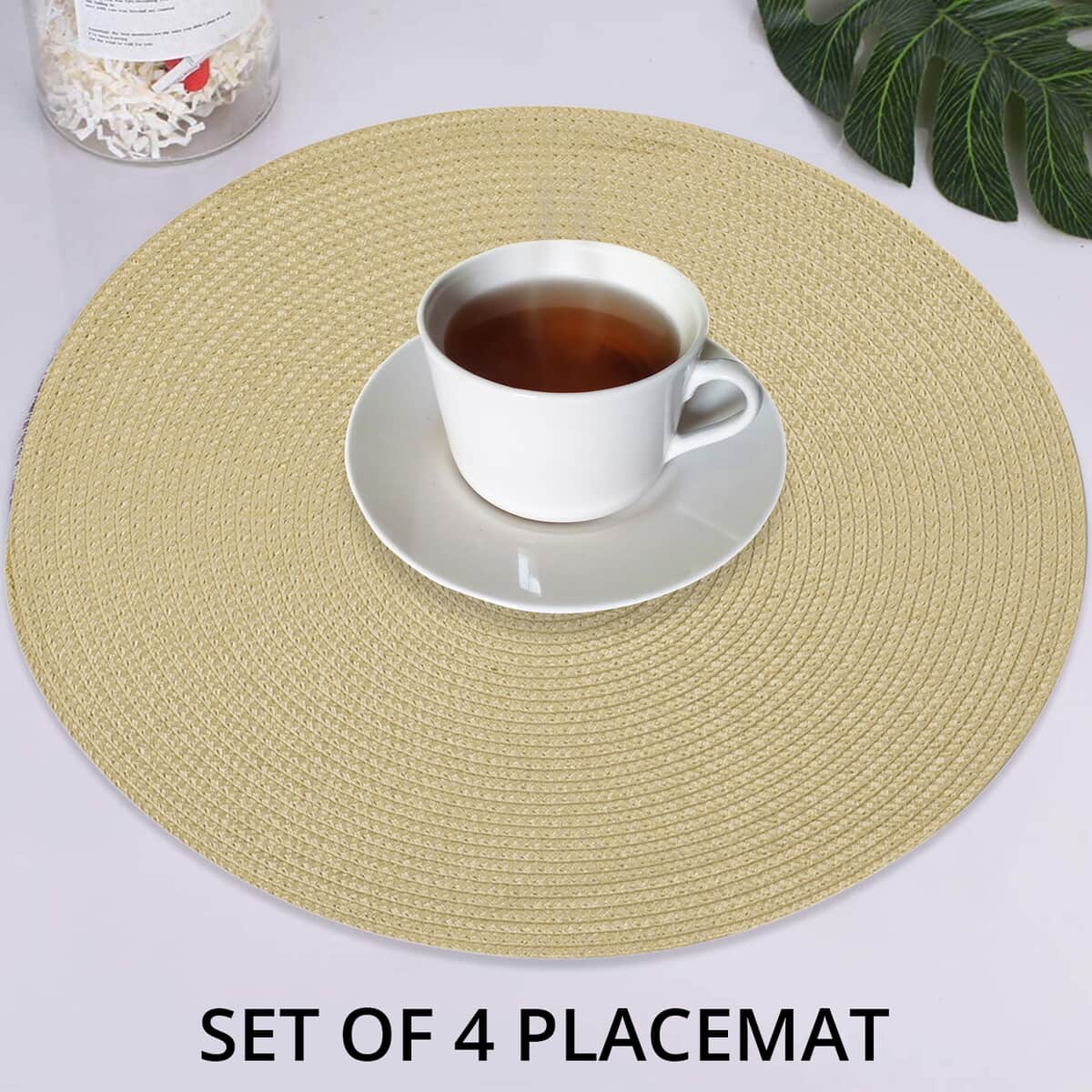 Set of 4 Round Placemat to Protect Table, Stain Resistant and Water Absorbent Round Table Mats for Home, Dining Table Placemats image number 1