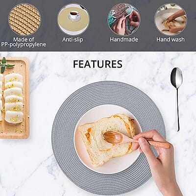 Set of 4 Round Placemat to Protect Table, Stain Resistant and Water Absorbent Round Table Mats for Home, Dining Table Placemats