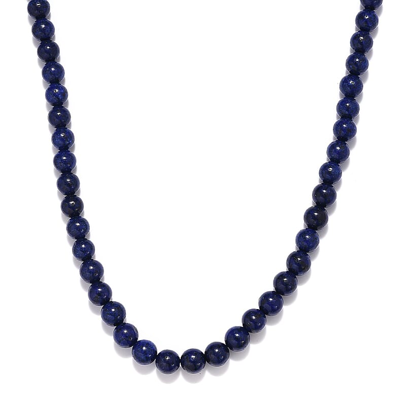 Lapis Lazuli Beaded Necklace 20 Inches in Platinum Over Sterling Silver 116.00 ctw