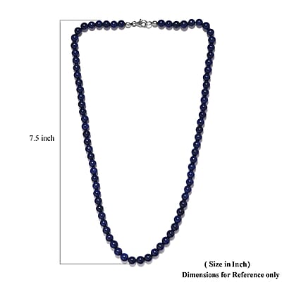 Lapis Lazuli Beaded Necklace 20 Inches in Platinum Over Sterling Silver 116.00 ctw