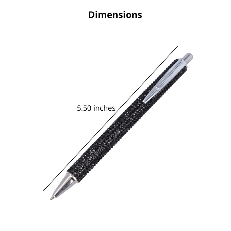 Black Ball Pen-with 2 Piece Set of 1 Austrian Crystal in Black Replacement ink | Stationary Set | Unique Corporate Gifts | Personalized Stationary Sets