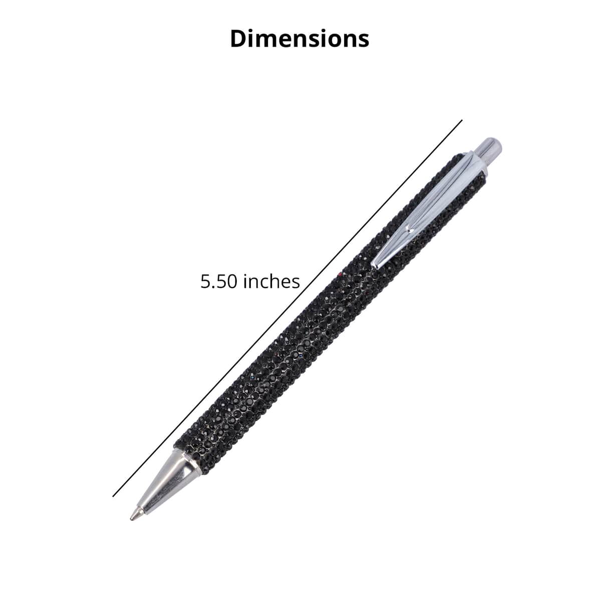 Black Ball Pen-with 2 Piece Set of 1 Austrian Crystal in Black Replacement ink image number 3