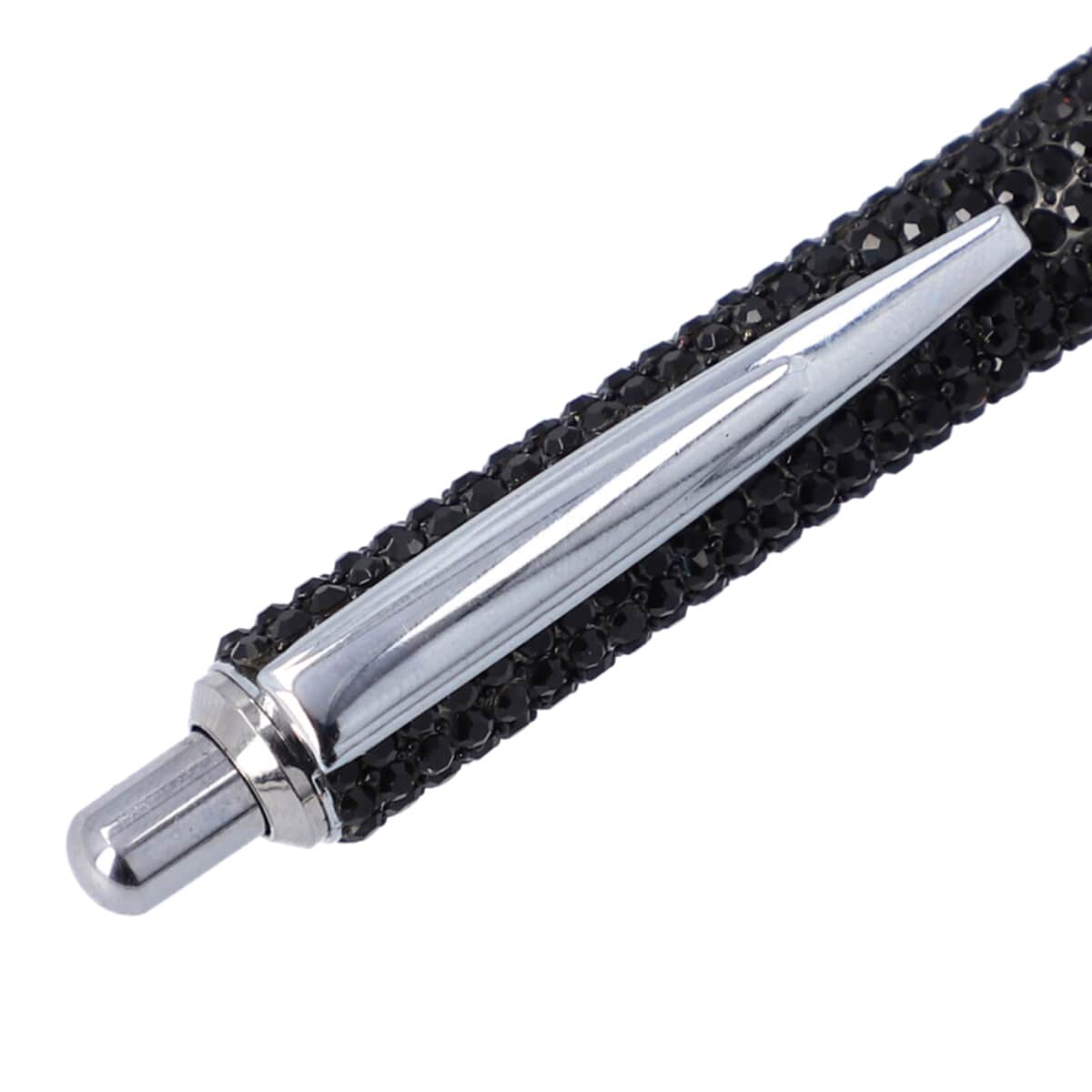 Black Ball Pen-with 2 Piece Set of 1 Austrian Crystal in Black Replacement ink image number 4