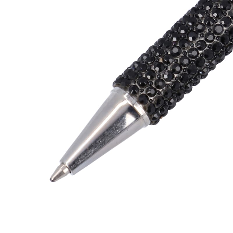 Black Ball Pen-with 2 Piece Set of 1 Austrian Crystal in Black Replacement ink | Stationary Set | Unique Corporate Gifts | Personalized Stationary Sets