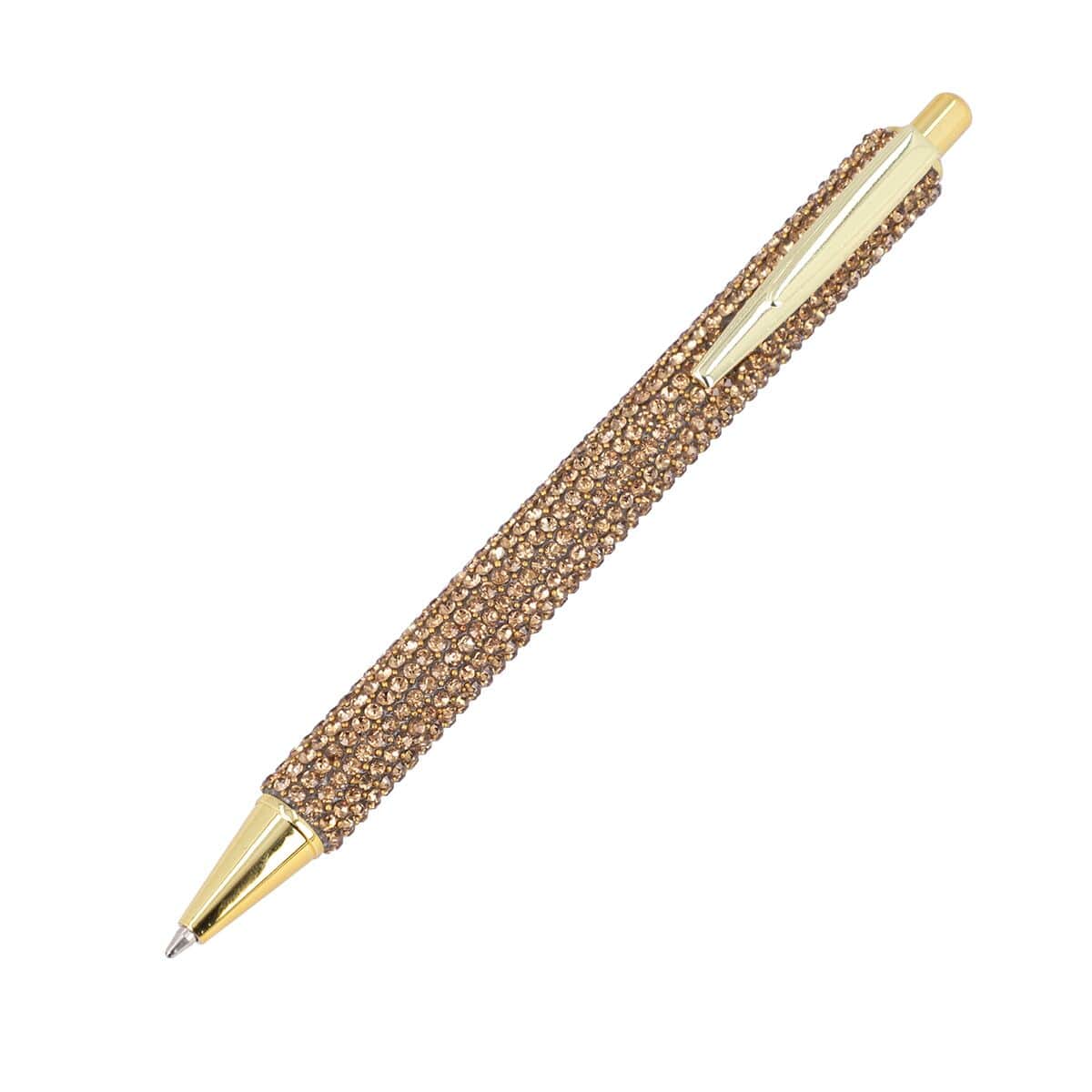 Black Ball Pen-with 2 Piece Set of 1 Artificial Diamond in Black Replacement ink 5.5"x0.59" image number 0