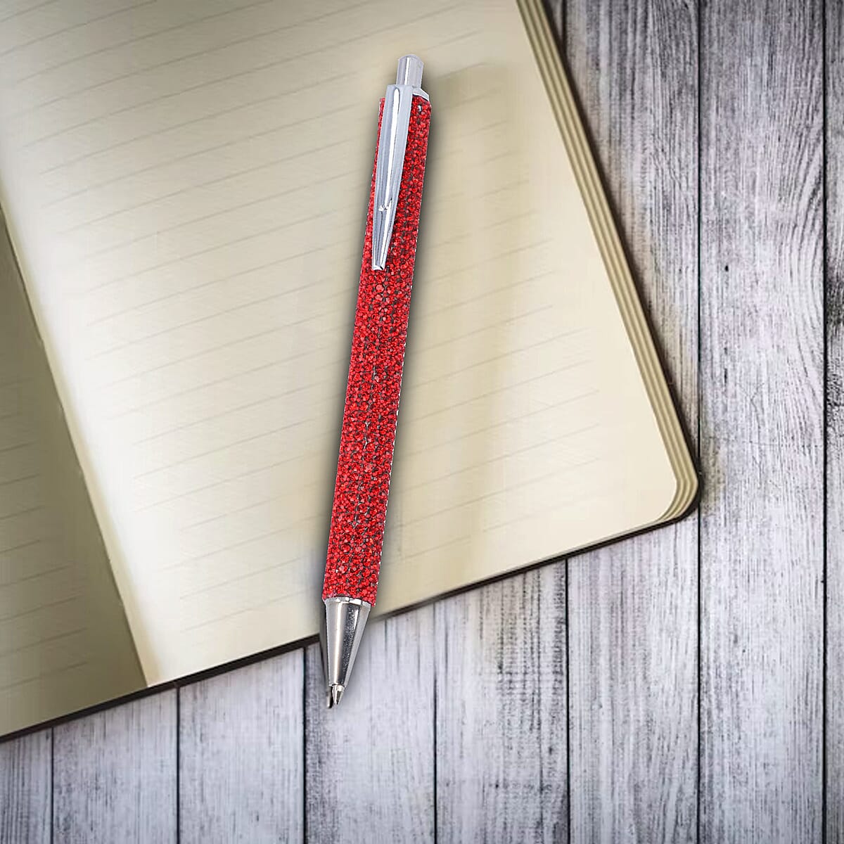 Red Ball Pen-with 2 Piece Set of 1 Austrian Crystal in Black Replacement ink | Stationary Set | Unique Corporate Gifts | Personalized Stationary Sets image number 1