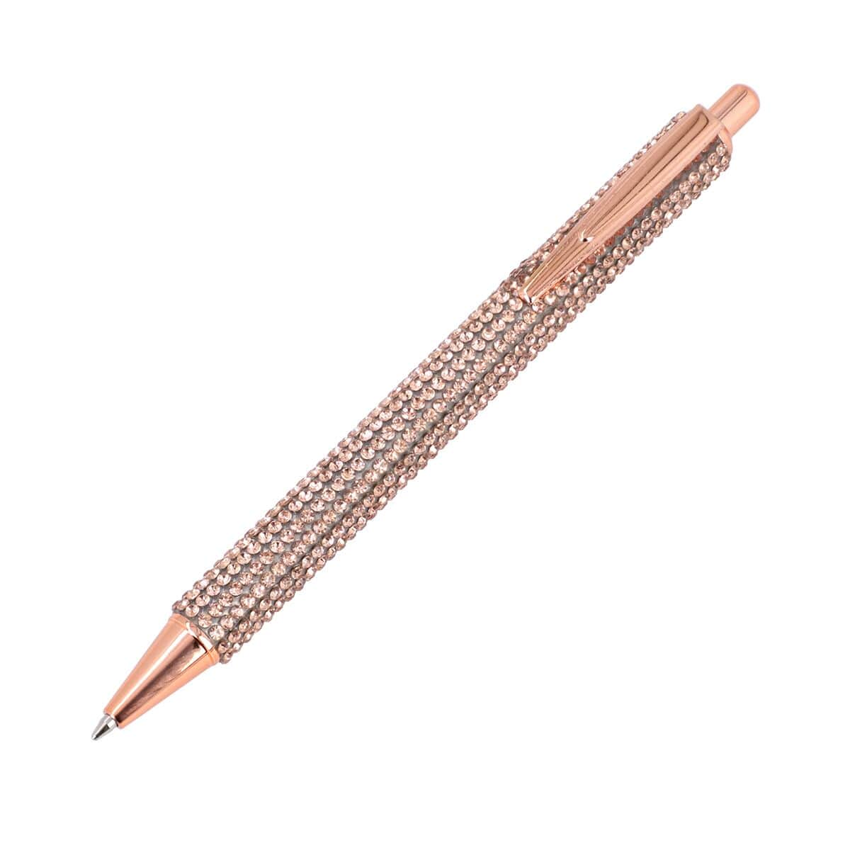 Rose Gold Ball Pen-with 2 Piece Set of 1 Austrian Crystal in Black Replacement ink , Stationary Set , Unique Corporate Gifts , Personalized Stationary Sets image number 0