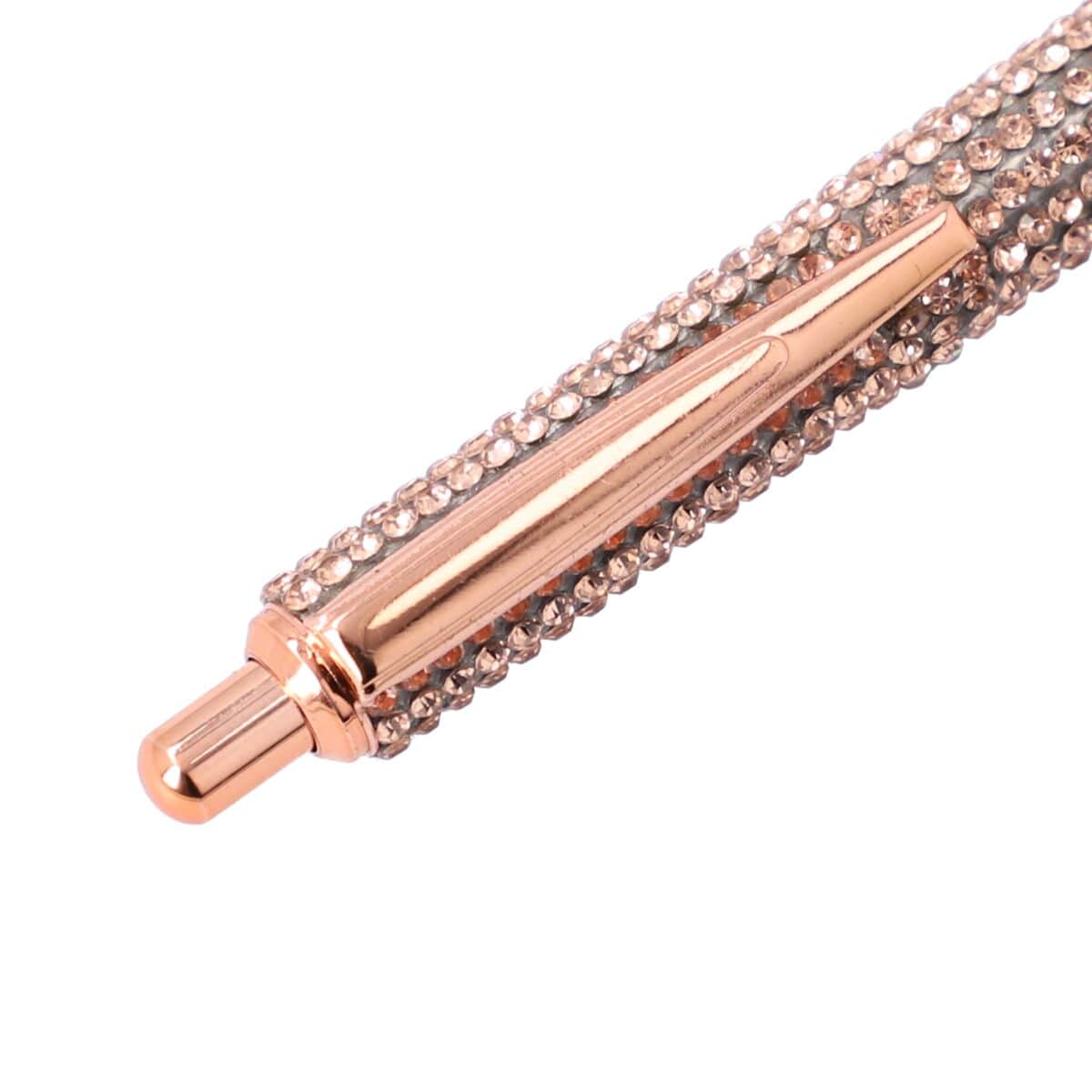 Rose Gold Ball Pen-with 2 Piece Set of 1 Austrian Crystal in Black Replacement ink , Stationary Set , Unique Corporate Gifts , Personalized Stationary Sets image number 5
