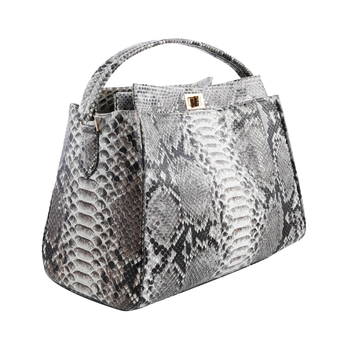The Pelle Collection Handmade 100% Genuine Python Leather Natural Color Tote Bag with Detachable and Adjustable Strap image number 2