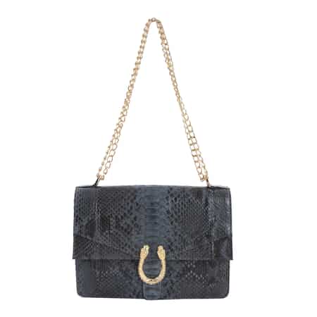The Pelle Collection Handmade 100% Genuine Python Leather Gray Crossbody Bag , Shop LC