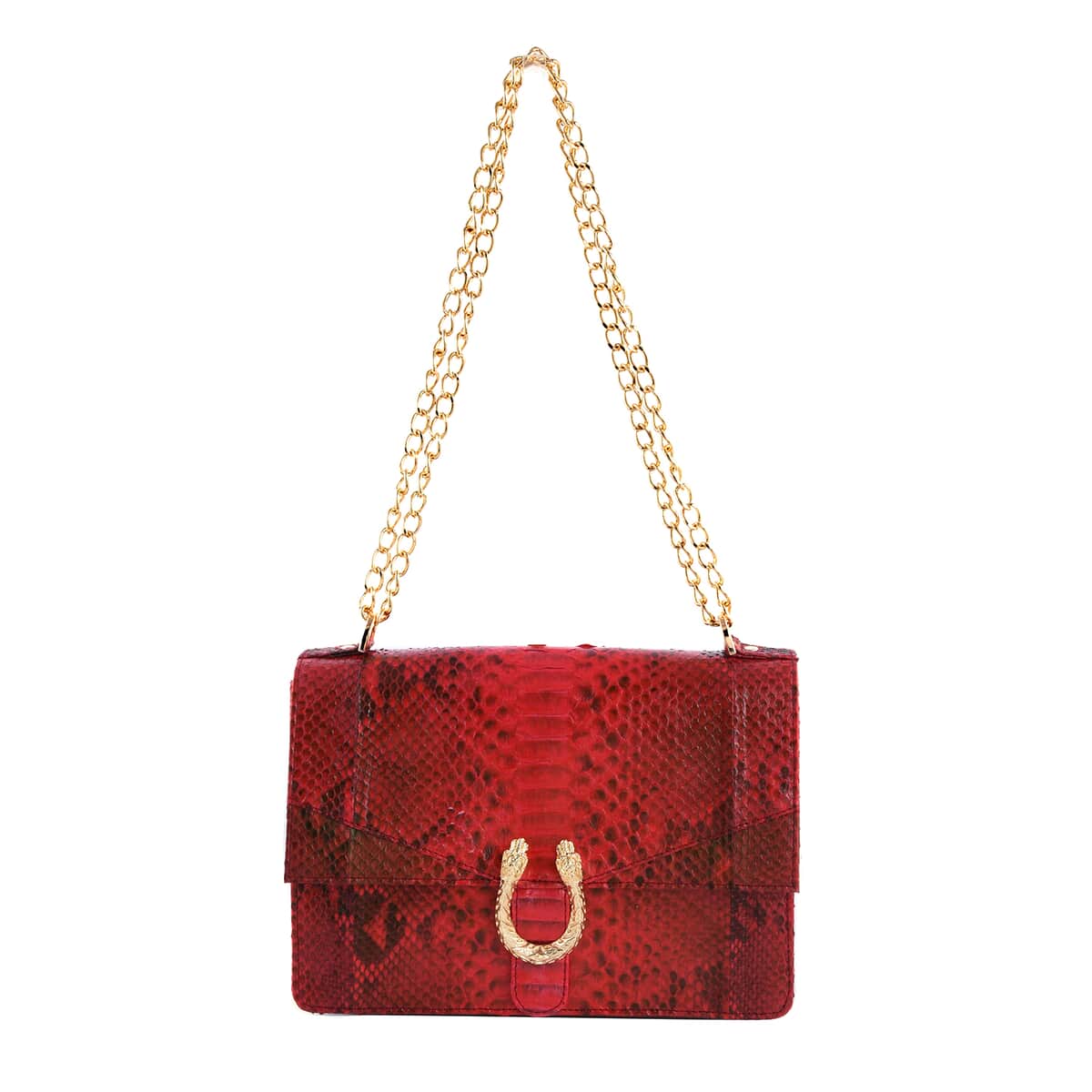 The Pelle Collection Red Handmade 100% Genuine Python Leather Crossbody Bag image number 0