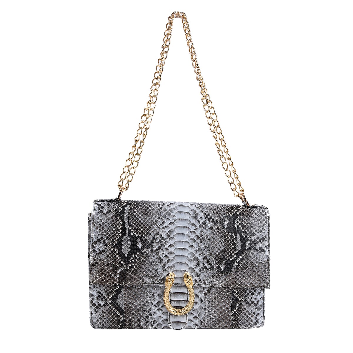 The Pelle Python Collection Handmade 100% Genuine Python Leather Natural Color Crossbody Bag image number 0