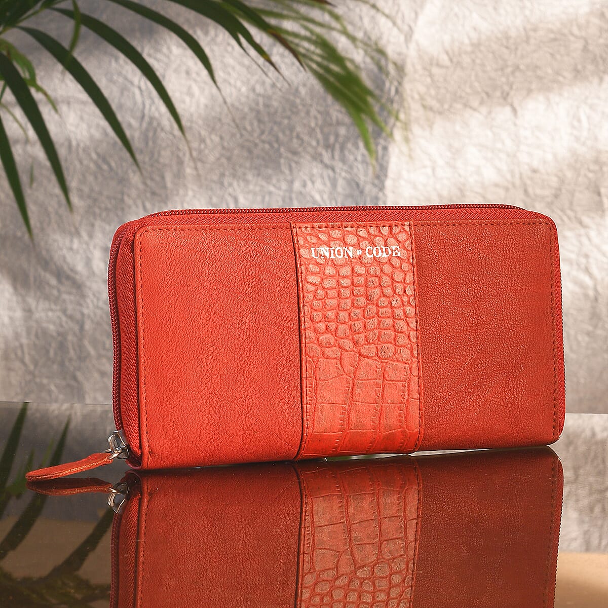 Union Code Red Croco Embossed Genuine Leather RFID Wallet image number 1