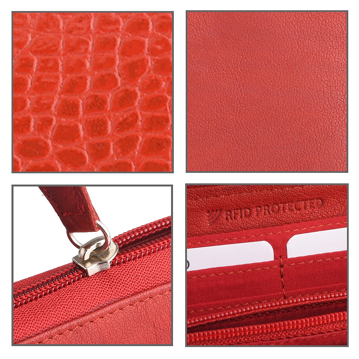 Union Code Red Croco Embossed Genuine Leather RFID Wallet image number 6