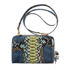 The Pelle Collection Handmade Multi Color Genuine Python Leather Crossbody Wallet for Women with Long Shoulder Strap, Purse Wallet, Designer Wallet, Crossbody Bags