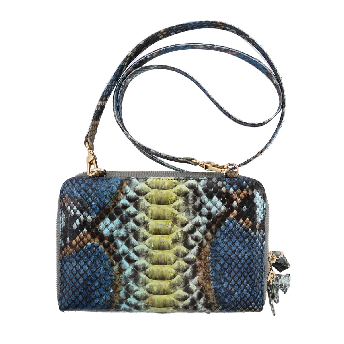 The Pelle Collection Handmade Multi Color Genuine Python Leather Crossbody Wallet for Women with Long Shoulder Strap, Purse Wallet, Designer Wallet, Crossbody Bags image number 0