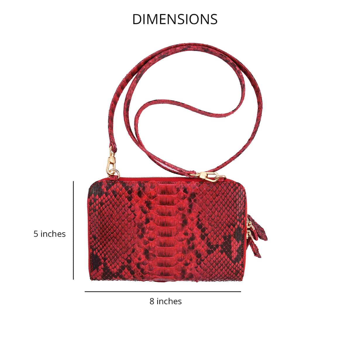 The Pelle Python Collection Handmade Red Genuine Python Leather Crossbody Wallet for Women with Long Shoulder Strap, Purse Wallet, Designer Wallet, Crossbody Bags image number 3