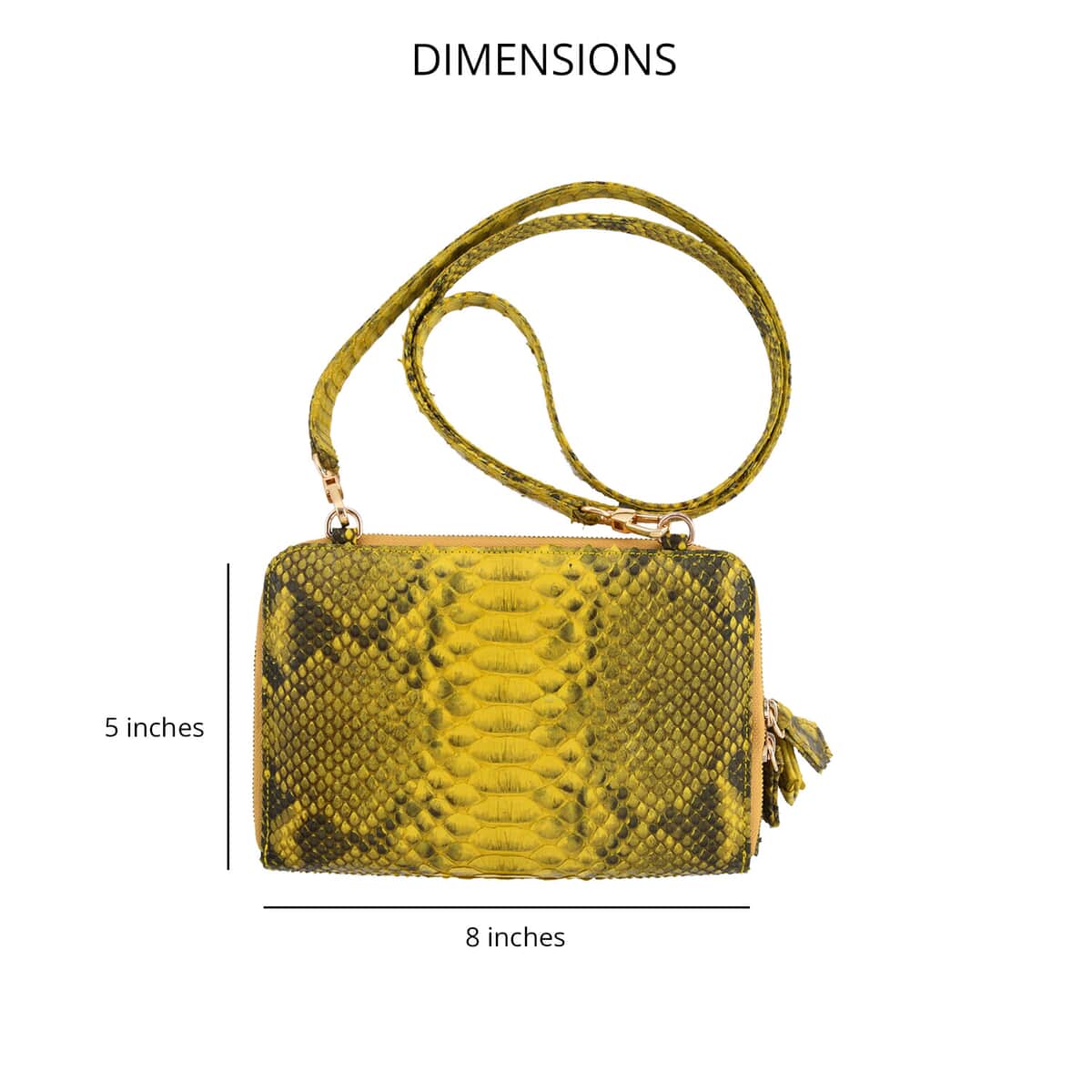 The Pelle Collection Handmade Golden and Yellow Genuine Python Leather Crossbody Wallet for Women with Long Shoulder Strap, Purse Wallet, Designer Wallet, Crossbody Bags image number 3