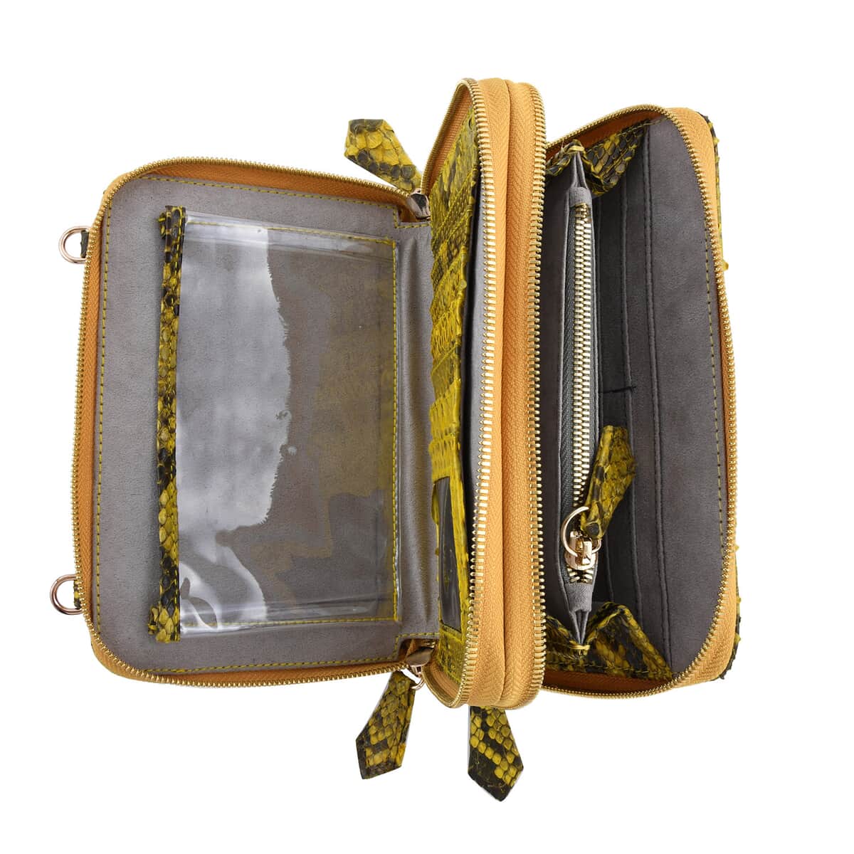 The Pelle Collection Handmade Golden and Yellow Genuine Python Leather Crossbody Wallet for Women with Long Shoulder Strap, Purse Wallet, Designer Wallet, Crossbody Bags image number 5