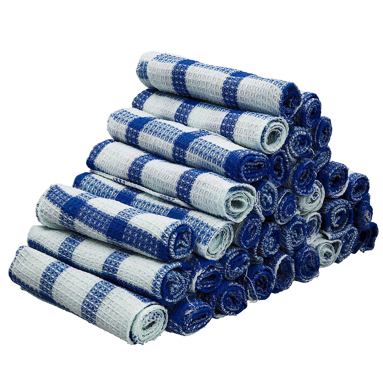 Set of 35 Blue Checkered Pattern Cotton Dish Cloth