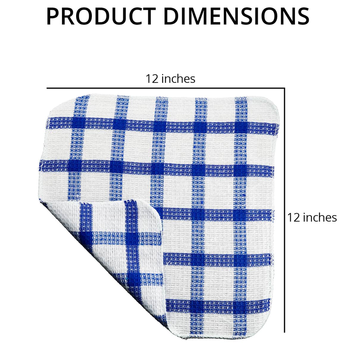 Set of 35 Blue Checkered Pattern Cotton Dish Cloth (12"x12") image number 3