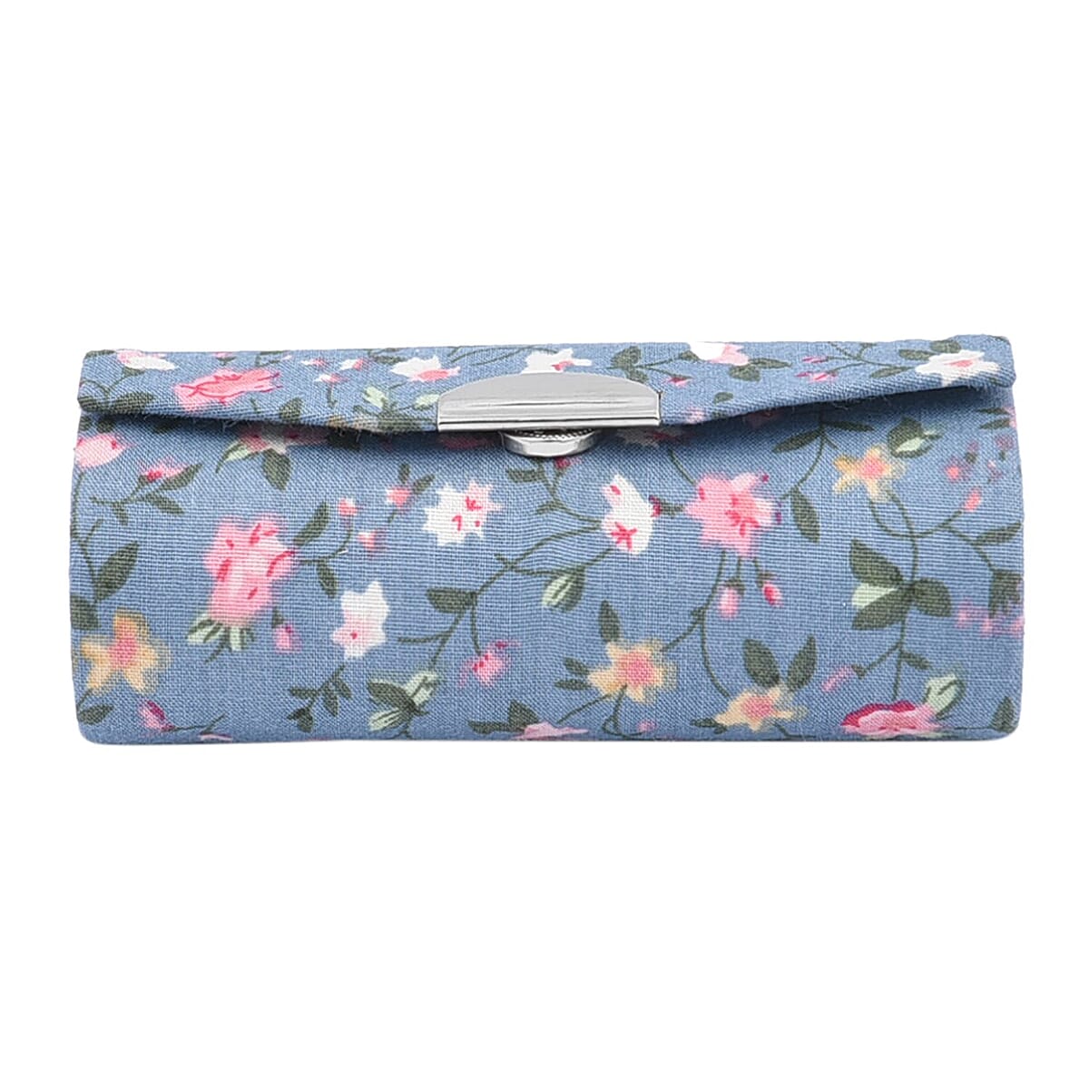 Set of 5 Blue Flower Pattern Compact Mirror, Lipstick Case, Coin Purse, Bag Holder and 2 in 1 Multi-functional Ball Point Pen image number 3